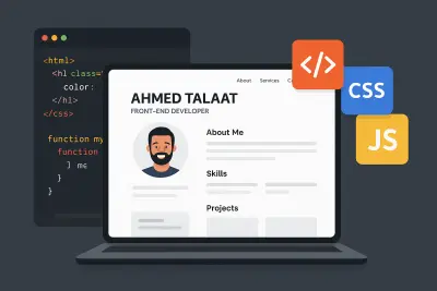 تصميم وتطوير بورتفوليو شخصي احترافي باستخدام HTML وCSS وJavaScript