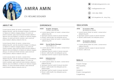 تصميم سيرة ذاتية احترافية (CV/Resume) باللغتين العربية/الإنجليزية بـ 5$ فقط!