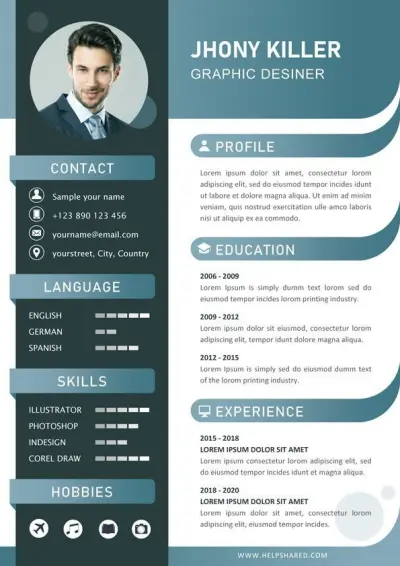 تصميم سيرة ذاتية Infographic CV احترافية وجذابة