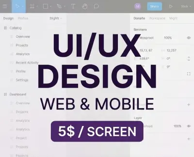 سأصمم لك شاشة UI/UX احترافية للموقع الإلكتروني أو تطبيق الموبايل، تركز على أهداف الـBusiness واحتياجات المستخدم، مقابل 5 دولار لكل شاشة على Figma.