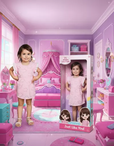 صورة العمل تحويل صور الأطفال الى دمية واقعية مطابقة له