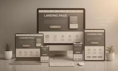 صفحة هبوط landing page باستخدام HTML, CSS, JavaScript