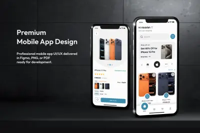 تصميم تطبيق موبايل كامل UI/UX بجودة عالية وجاهز للتسليم للمطوّر
