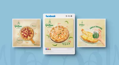 تصميم باقة بوسترات دعائية لمطعم بيتزا وبرجر، تعكس الطابع الحيوي والمرح للوجبات السريعة.