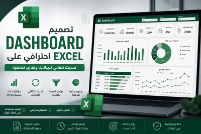 تصميم Dashboard احترافي على Excel مع تحديث تلقائي للبيانات والتقارير التفاعلية