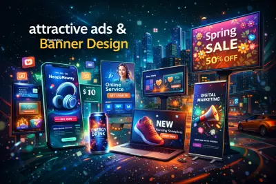 تصميم إعلانات وبنرات جذابة