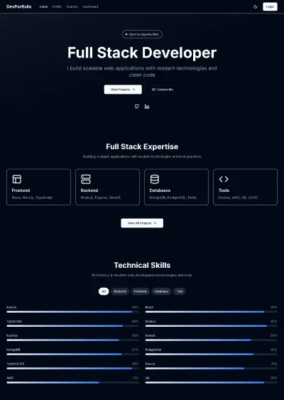 موقع بورتفوليو شخصي لعرض المشاريع والمهارات (Full Stack Portfolio)