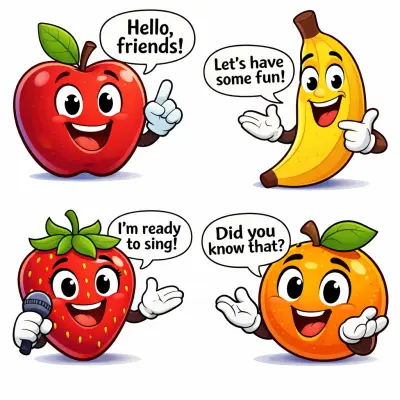 العنوان: تصميم فيديو "الفاكهة المتكلمة" بطريقة احترافية وجذابة (60 ثانية)