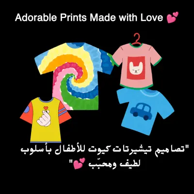 > تصميم تيشيرتات كيوت للأطفال | رسومات لطيفة تناسب البنات والأولاد 👕💕