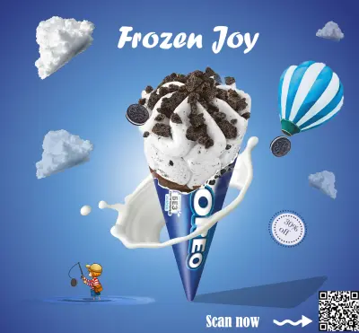 هقدملك خدمة تصميم إعلانات سوشيال ميديا احترافية خاصة بمنتجات الآيس كريم أو أي منتجات غذائية بشكل عام  التصميم بيكون جذّاب واحترافي جدًا، يعكس هوية المنتج ويشد انتباه العميل من أول نظرة