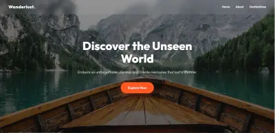 تصميم وتطوير موقع سياحي احترافي (Landing Page) مشابه لفكرة موقع Wanderlust