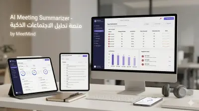 تصميم واجهات منصة MeetMind – أداة ذكية لتلخيص وتحليل الاجتماعات باستخدام الذكاء الاصطناعي.