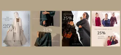 تصميم اعلان سوشيال ميديا مع محتوي للتخفيضات لشركة عبايات