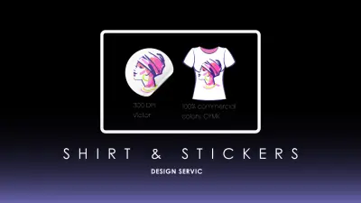 تصميم ستيكرات أو تيشرتات مميزة وجذابة للطباعة أو المتاجر
