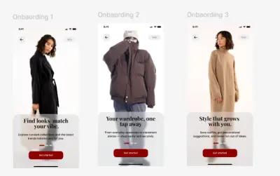 3 mobile App screens