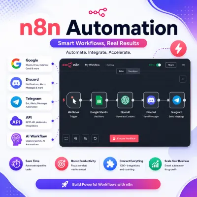 سأقوم بأتمتة أعمالك باستخدام n8n وربط التطبيقات وواجهات API