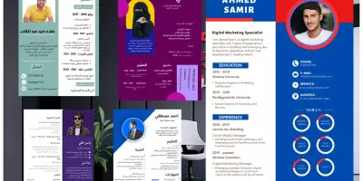 إعداد وتصميم سيرة ذاتية CV احترافية بتنسيق مميز وجذاب.