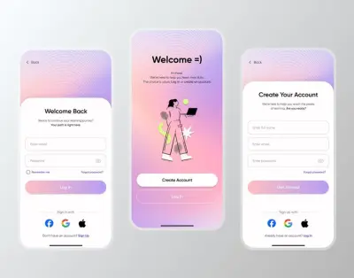 تصميم صفحات تسجيل الدخول و انشاء حساب