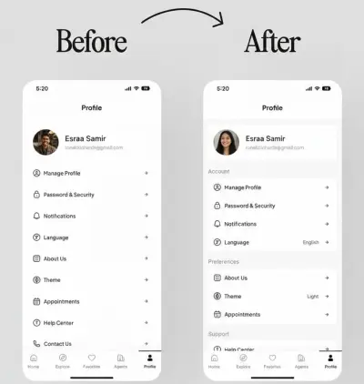 مراجعة واجهة مستخدم موقع/تطبيق وإعطاء ملاحظات لتحسين التصميم وتجربة المستخدم