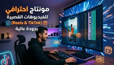 مونتاج احترافي للفيديوهات القصيرة (Reels & TikTok) بجودة عالية