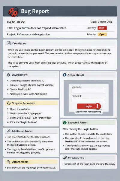 تحليل الأخطاء وكتابة Bug Report  (فقط 7 Bugs)