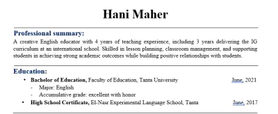 صياغة سيرة ذاتية احترافية CV