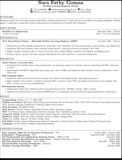 تصميم سيرة ذاتية cv احترافي Word أو LaTeX متوافق مع ATS