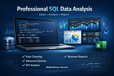 تحليل بيانات احترافي باستخدام SQL وإعداد تقارير أعمال متكاملة – استعلامات دقيقة، KPIs واضحة، ورؤى تدعم القرار