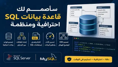 سأصمم قاعدة بيانات SQL احترافية مع العلاقات و ERD