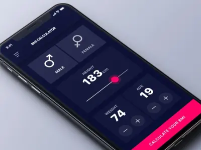 سأقوم بإنشاء تطبيق حاسبة BMI باستخدام Flutter بتصميم احترافي