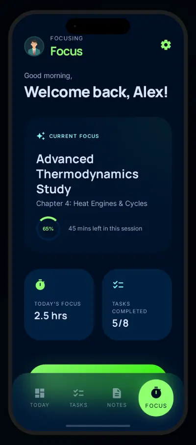 تصميم وتطوير احترافي لتطبيق تركيز ومذاكرة (Minimalist Focus App) بدون تشتت