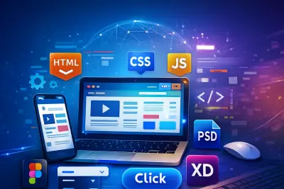 تحويل تصميم Figma أو PSD إلى كود HTML CSS js متجاوب