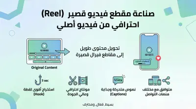 خدمة صناعة مقاطع فيديو قصيرة (Reels/TikTok) من محتوى طويل