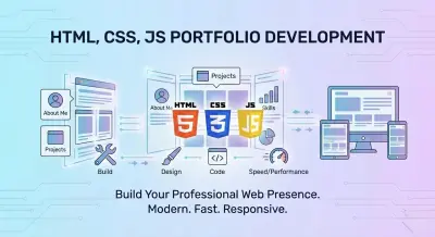 برمجة وتصميم موقع تعريفي (بورتفوليو) متجاوب بـ HTML, CSS, JS