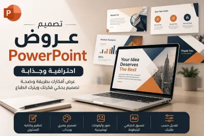 تصميم عرض PowerPoint احترافي وجذاب لأي مشروع أو فكرة