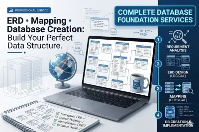 تصميم وبناء قواعد البيانات الاحترافية (ERD, Mapping & SQL Creation)