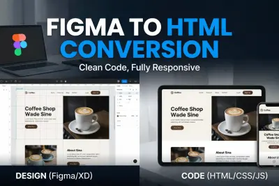 تحويل تصميمات Figma أو PSD إلى صفحة ويب متجاوبة (HTML/CSS)