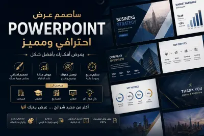 سأصمم عرض PowerPoint احترافي ومميز يعرض أفكارك بأفضل شكل