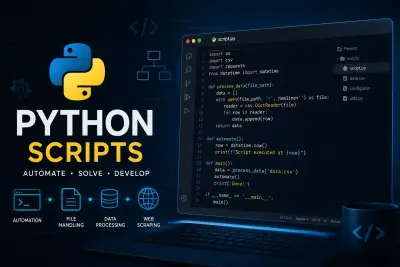 أقوم بإنشاء سكريبتات Python مخصصة وحل المشاكل البرمجية والأتمتة بسعر 5 دولار للسكربت الواحد والتسليم في نفس اليوم