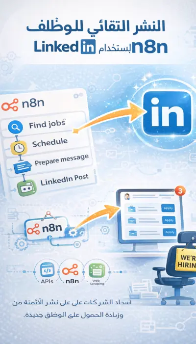 إنشاء نظام نشر تلقائي على LinkedIn باستخدام n8n لجدولة ونشر المحتوى