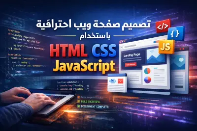 "تصميم صفحة ويب احترافية Responsive باستخدام HTML CSS JavaScript"