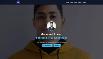 تصميم وتطوير موقع Personal Portfolio احترافي لعرض أعمالك بعدد صفحات 5 وهم Home, About, Skills, Projects, Contact