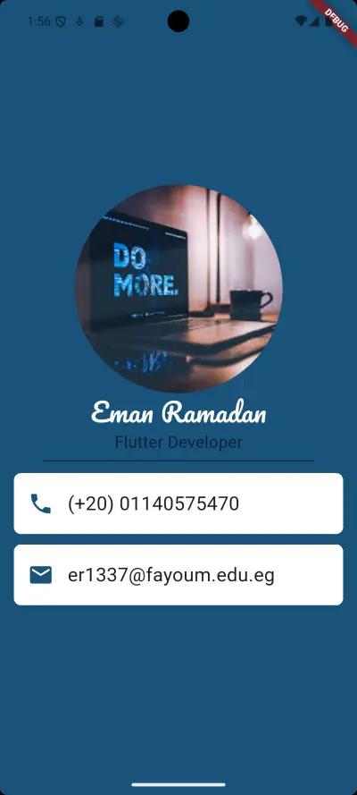 تصميم صفحة بروفايل Flutter باستخدام بيانات ثابتة (Static UI)