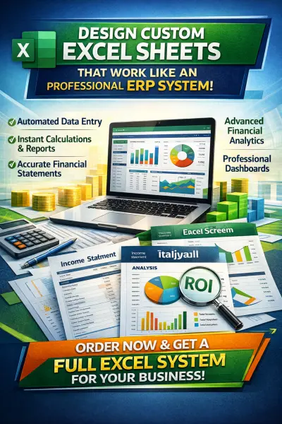 برامج محاسبيه باستخدام اكسيل احترافي يقوم بأداء ERP لمشروعك