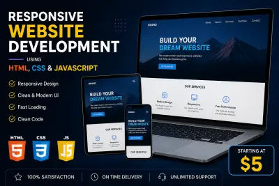 I will design a responsive one-page website using HTML, CSS, and JavaScript