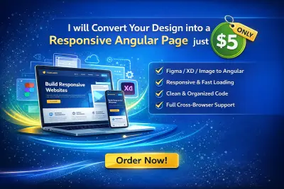 سأقوم بتحويل تصميمك إلى صفحة Angular متجاوبة واحترافية