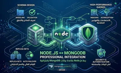 سأقوم بربط تطبيق Node.js بقاعدة بيانات MongoDB باحترافية