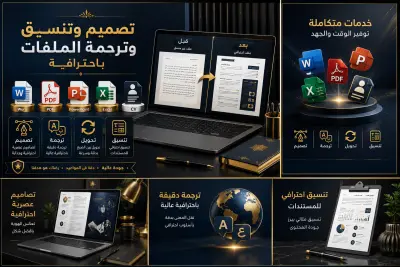 تصميم أو تنسيق حتى10صفحات أو تحويل حتى10ملفات أو ترجمة حتى 1000 كلمةمع الحفاظ على التنسيق الأصلي وتسليم الملف بصيغة Word أو PDF حسب الطلب.