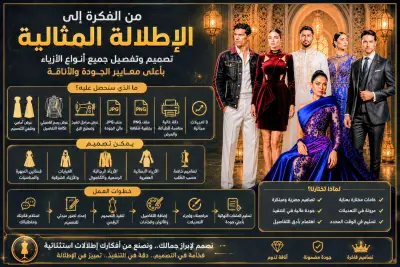 من الفكرة إلى الإطلالة المثالية وتحته: تصميم وتفصيل جميع أنواع الأزياء بأعلى معايير الجودة والأناقة(تصميم ازياء )