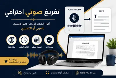 تفريغ الملفات الصوتية أو الفيديو إلى نص عربي أو إنجليزي بدقة